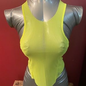 FREE PEOPLE MOVEMENT Size Extra Small Neon Green Mesh Crop Halter/Racerback Top